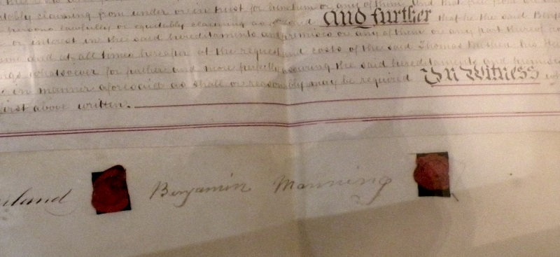 Benjamin Manning's signature on Deeds of his
                      house