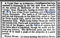 F R Lee arrives in Australia