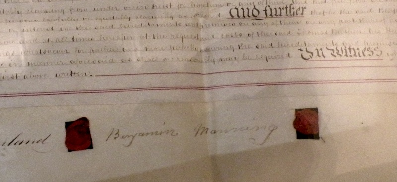 Benjamin Manning's signature on Deeds of his
                      house