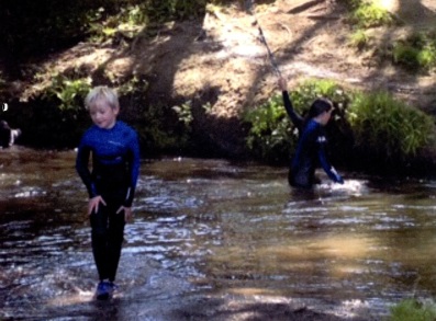 children playing in the water