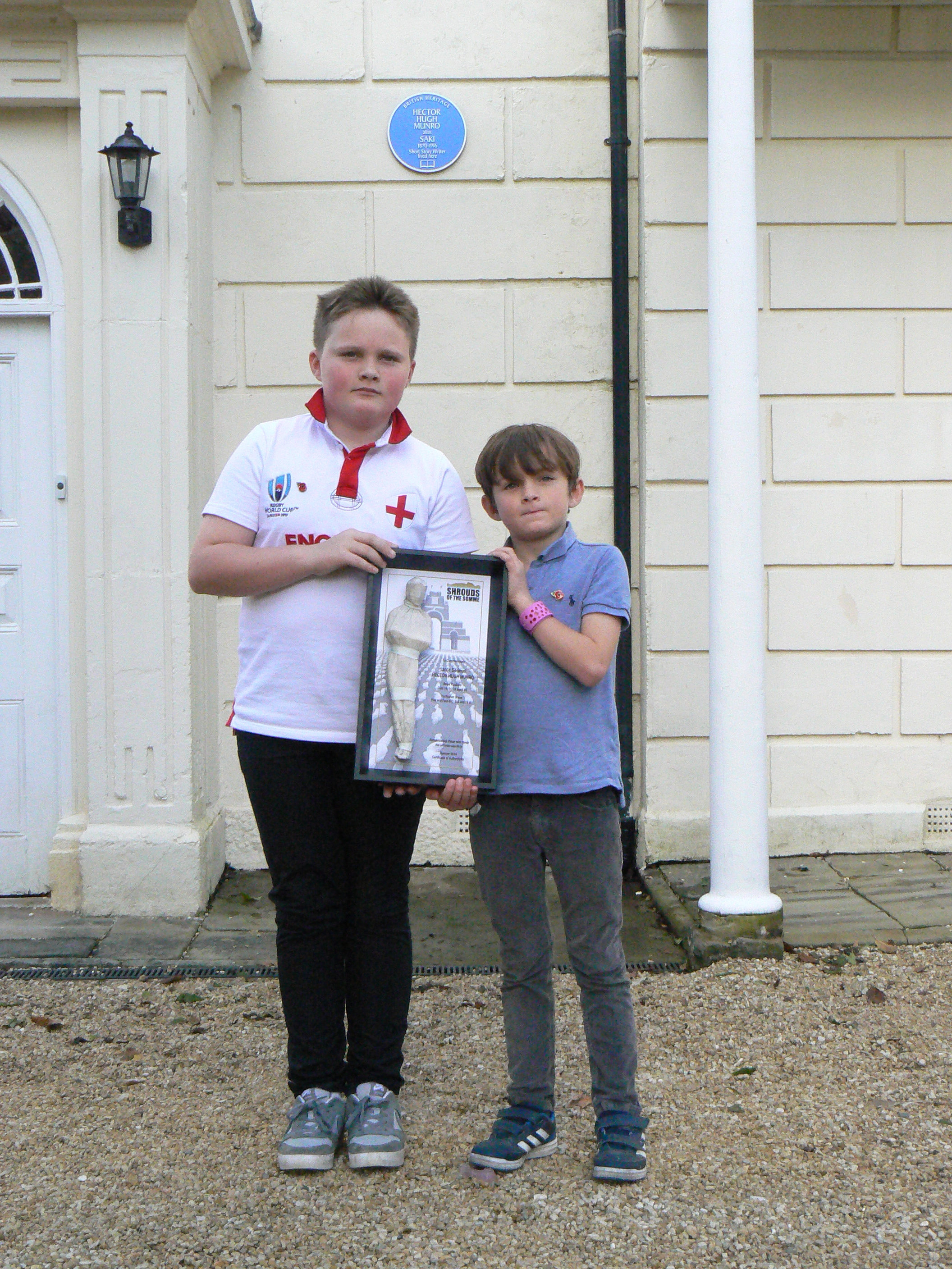 Toby and Theo Lawrence with the Saki
                        Shroud