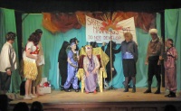Manning's Pit banner in Panto